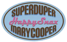 A sticker of the logo for superduper mary cooper.